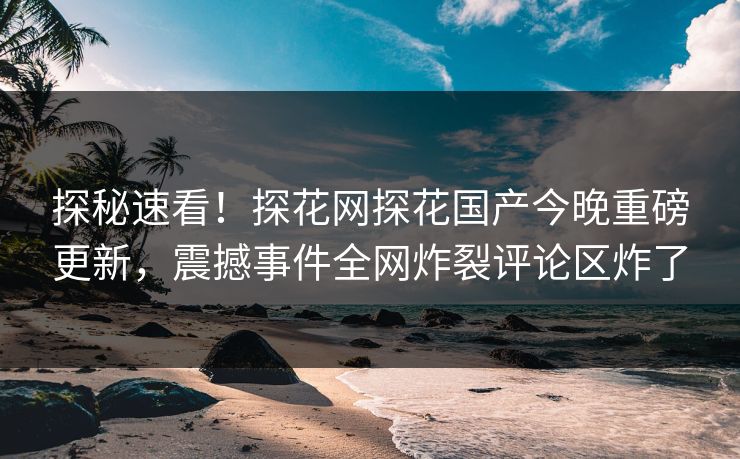 探秘速看！探花网探花国产今晚重磅更新，震撼事件全网炸裂评论区炸了  第1张