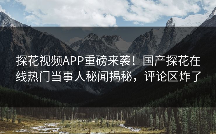 探花视频APP重磅来袭！国产探花在线热门当事人秘闻揭秘，评论区炸了  第1张