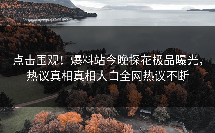 点击围观！爆料站今晚探花极品曝光，热议真相真相大白全网热议不断