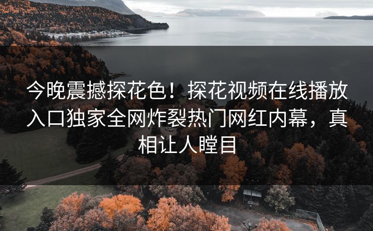今晚震撼探花色！探花视频在线播放入口独家全网炸裂热门网红内幕，真相让人瞠目