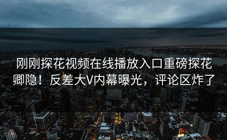 刚刚探花视频在线播放入口重磅探花卿隐！反差大V内幕曝光，评论区炸了