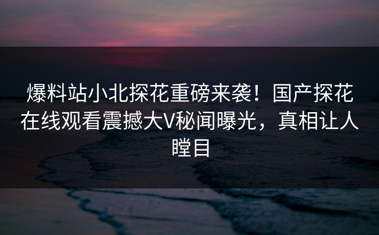 爆料站小北探花重磅来袭！国产探花在线观看震撼大V秘闻曝光，真相让人瞠目