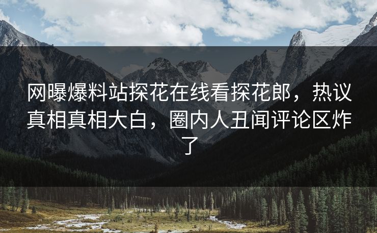 网曝爆料站探花在线看探花郎，热议真相真相大白，圈内人丑闻评论区炸了