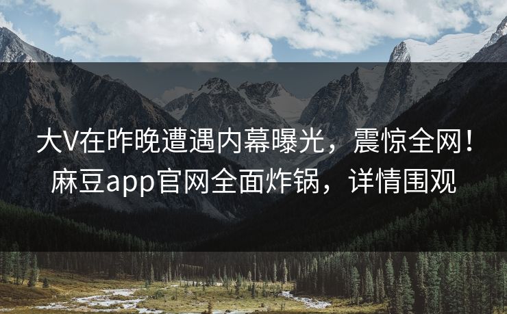 大V在昨晚遭遇内幕曝光，震惊全网！麻豆app官网全面炸锅，详情围观