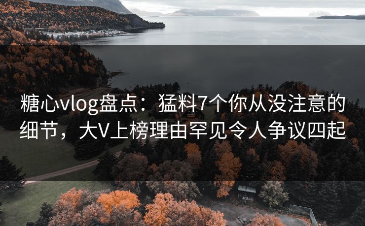 糖心vlog盘点：猛料7个你从没注意的细节，大V上榜理由罕见令人争议四起  第1张