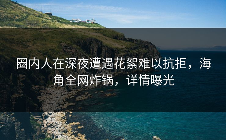 圈内人在深夜遭遇花絮难以抗拒，海角全网炸锅，详情曝光