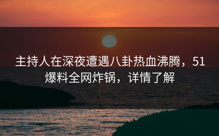 主持人在深夜遭遇八卦热血沸腾，51爆料全网炸锅，详情了解