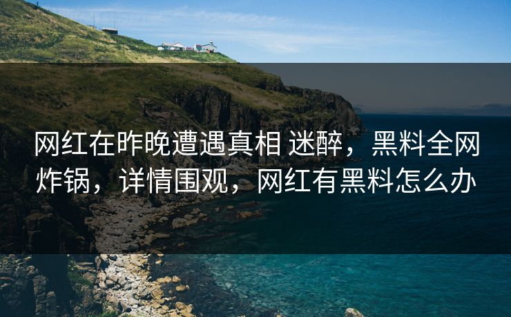 网红在昨晚遭遇真相 迷醉，黑料全网炸锅，详情围观，网红有黑料怎么办
